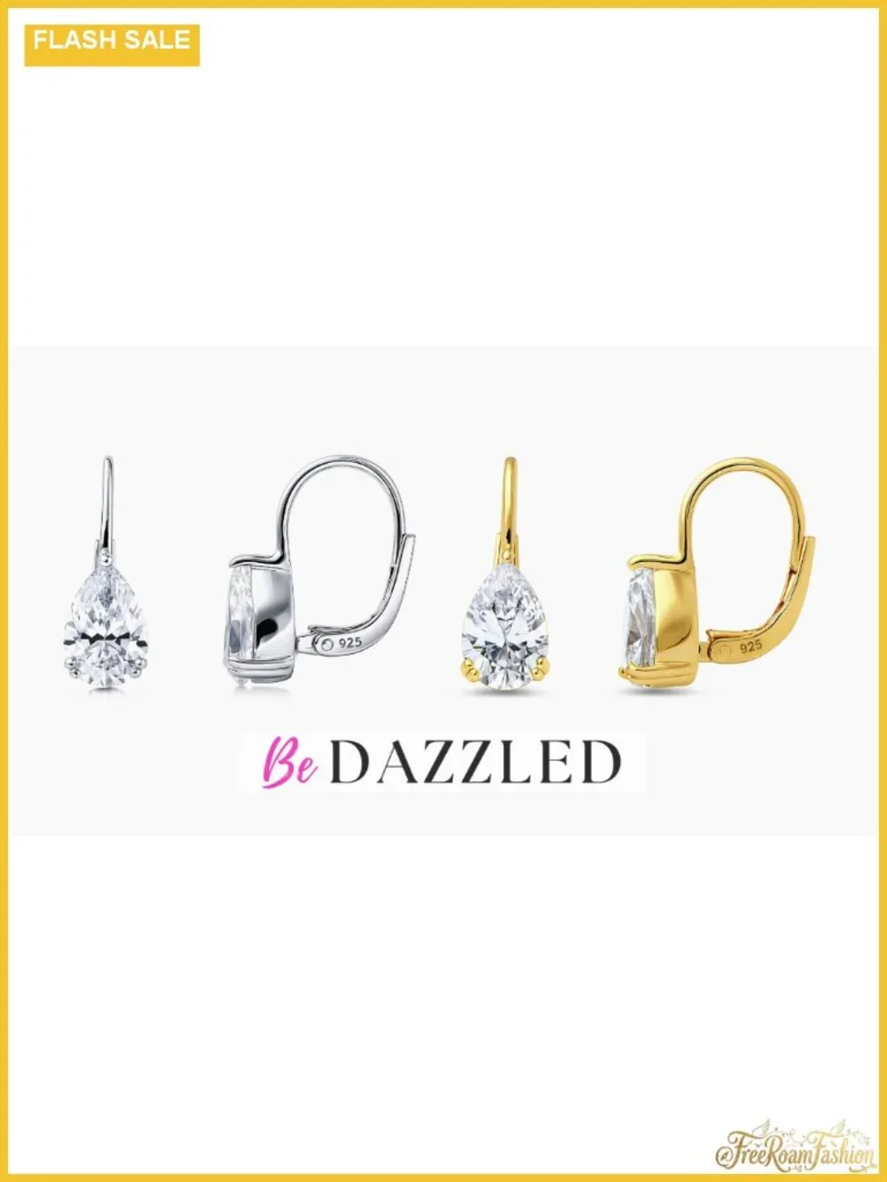 Sterling Silver CZ Solitaire Dangle Drop Earrings Leverback Women